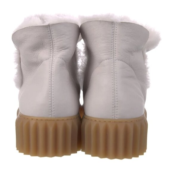 NEW VOILE BLANCHE Bice Honey Shearling Lined Leather Booties light grey 1266tn - Picture 5 of 8